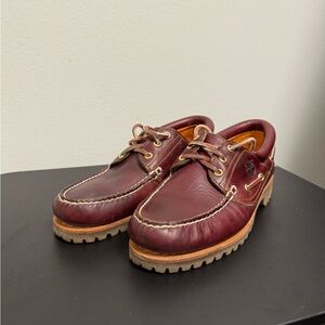 Timberland Men's Dark Red Leather Boat Shoes